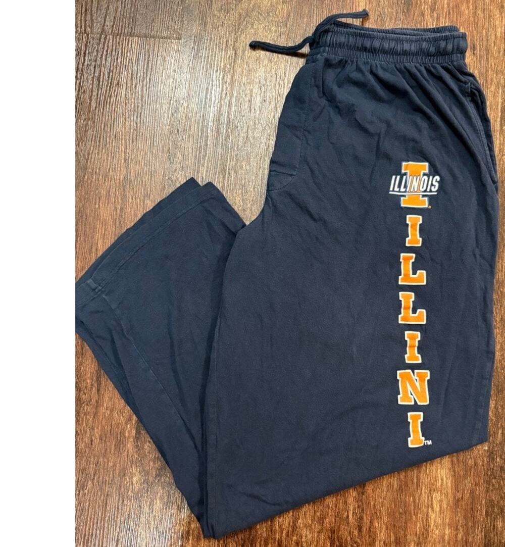 University of Illinois Bottom Drawers Sleepwear Flannel Sleep Pants Mens XL